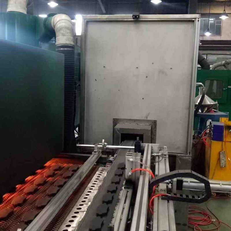 Linha de pulverização eletrostática de pastilha de freio